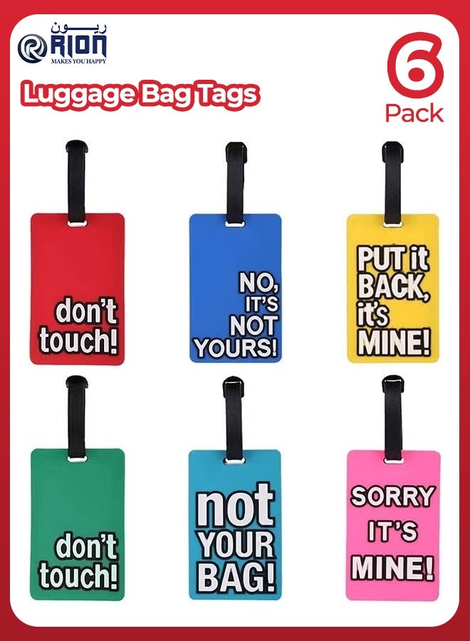 RION Luggage Tag with Name ID Card, Personalised Identifier ID Labels, Flexible PVC Travel Tags, Colorful Secure Travel Luggage Labels for Travel, Baggage Identity ID Labels, Suitcase Tags, 6 Pack - Image 1